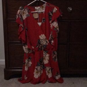 Umgee red floral romper